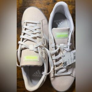 adidas Daily 3.0 Sneakers - Light Beige with Neon Green Logo